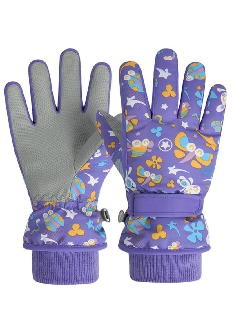 Captaintech Kids Winter Gloves, Children Warm Stretchy Knitted Cuff Mittens for Boys and Girls Outdoor Sports Ski Cycling Running 4-6 Years - Image 1