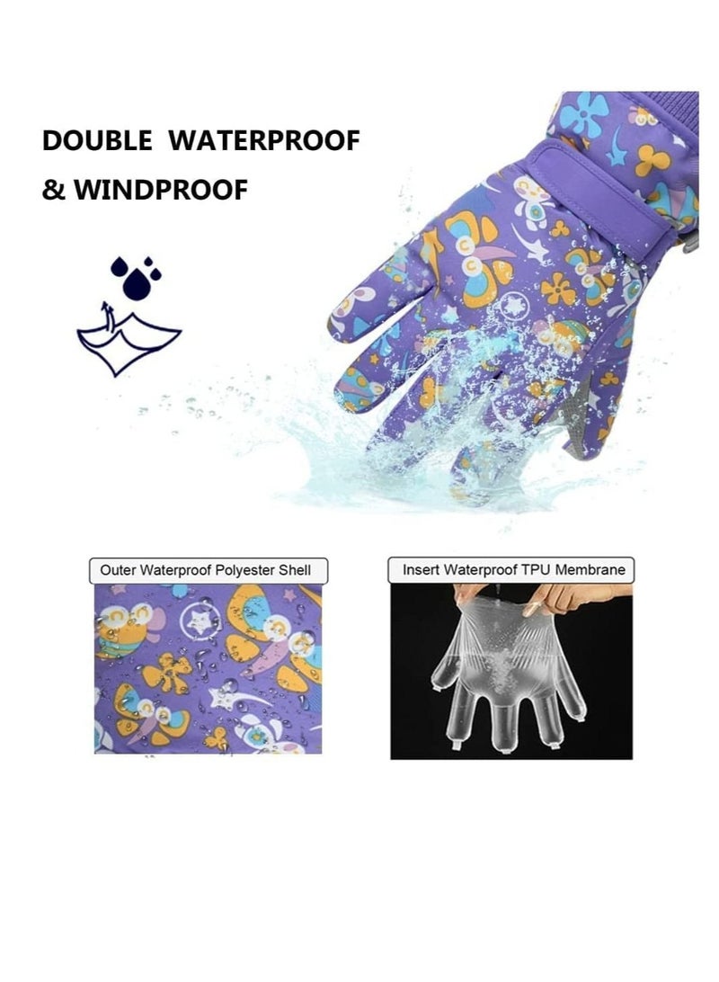 Captaintech Kids Winter Gloves, Children Warm Stretchy Knitted Cuff Mittens for Boys and Girls Outdoor Sports Ski Cycling Running 4-6 Years - Image 2