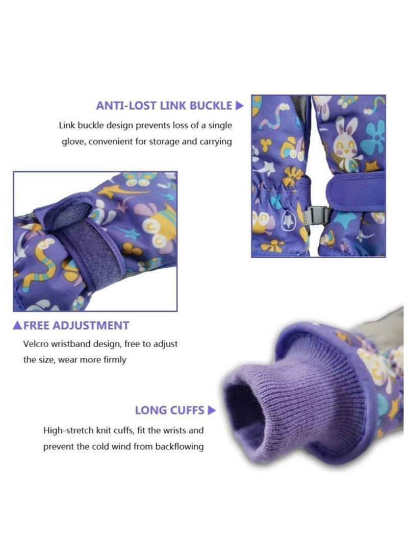 Captaintech Kids Winter Gloves, Children Warm Stretchy Knitted Cuff Mittens for Boys and Girls Outdoor Sports Ski Cycling Running 4-6 Years - Image 3