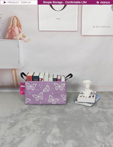INGHUA Rectangular Storage Basket Fabric Organizer Bin for Toys,Books,Clothes,Gifts,Pets-Perfect for Home,Office,Nursery,Dorm,Shelf(Rec-butterfly ) - Image 4