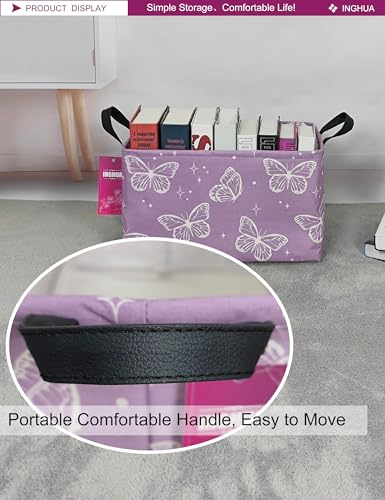 INGHUA Rectangular Storage Basket Fabric Organizer Bin for Toys,Books,Clothes,Gifts,Pets-Perfect for Home,Office,Nursery,Dorm,Shelf(Rec-butterfly ) - Image 5