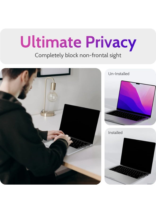 KISSUN Privacy Screen Compatible With MacBook Pro 14 Inch (2021-2023, M1, M2, M3)-A2918 A2992 A2442 A2779, Magnetic Removable Matte Anti Blue Light Glare Filter 14inch Privacy Screen Protector for Mac - Image 2