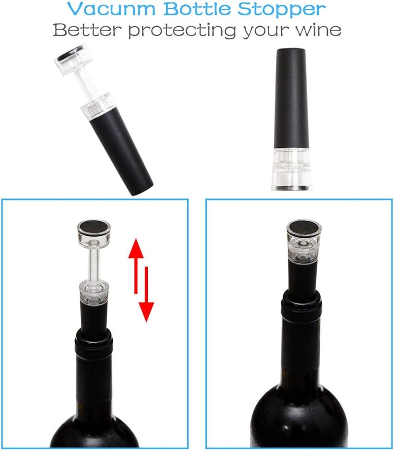 HOWTOOL Electric Wine Bottle Opener Automatic Wine Opener Rechargeable Electric Corkscrew with Wine Aerator,Foil Cutter,Wine Stopper,USB-C Charge Cable, Wine Gifts For Women Wine Lovers(Silver) - Image 5
