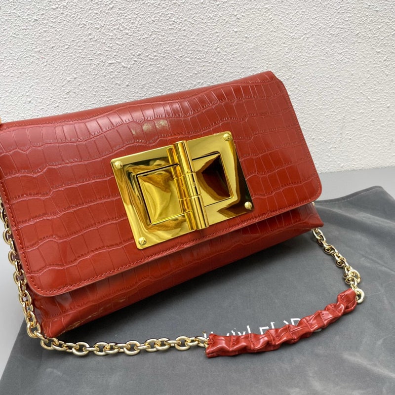 Luxury Large Hardware Crocodile Pattern Chain And Leather Small Bag Women'S 2022 New Armpit Shoulder Turn Buckle Flip Bag - Image 1