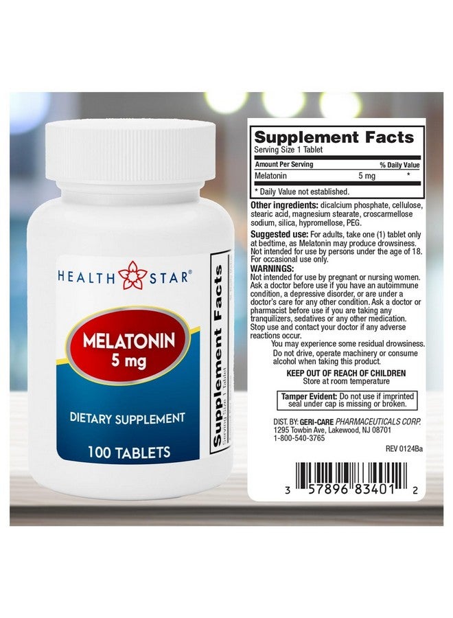 GeriCare GeriCare Melatonin 5mg Tablets, Balances Nighttime Routine - Helps Adjust to Changing Schedules - Promotes Restful Evenings - Easy-to-Take Tablets, 100 Count (Pack of 1)  - Image 3