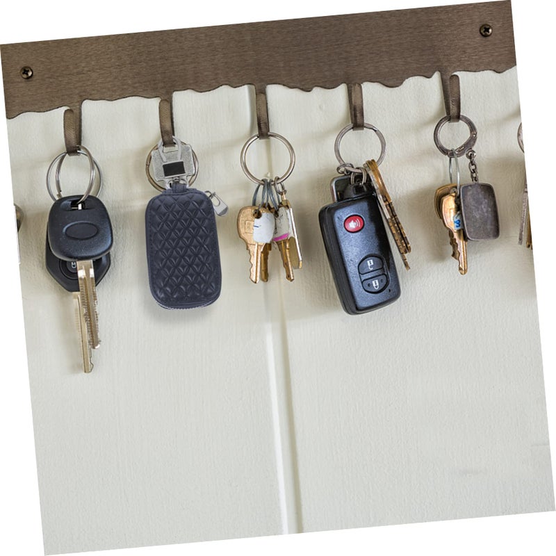 Universal Blue Diamond Pattern Leather Car Key Fob Cover Zipper Bag Remote Protector - Image 5
