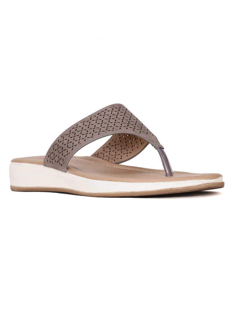 Bata Women's ZOFIA THONG Fashion Slipper's GREY - 3 UK (5712914) - Image 1