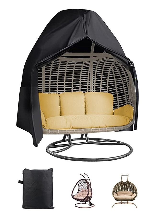 HomarKet Patio Hanging Egg Chair Cover Waterproof Wicker Egg Swing Chair Covers Double Outdoor Furniture Protector Dust-Proof 231cm X 200cm Black (2-3 People)  - Image 1