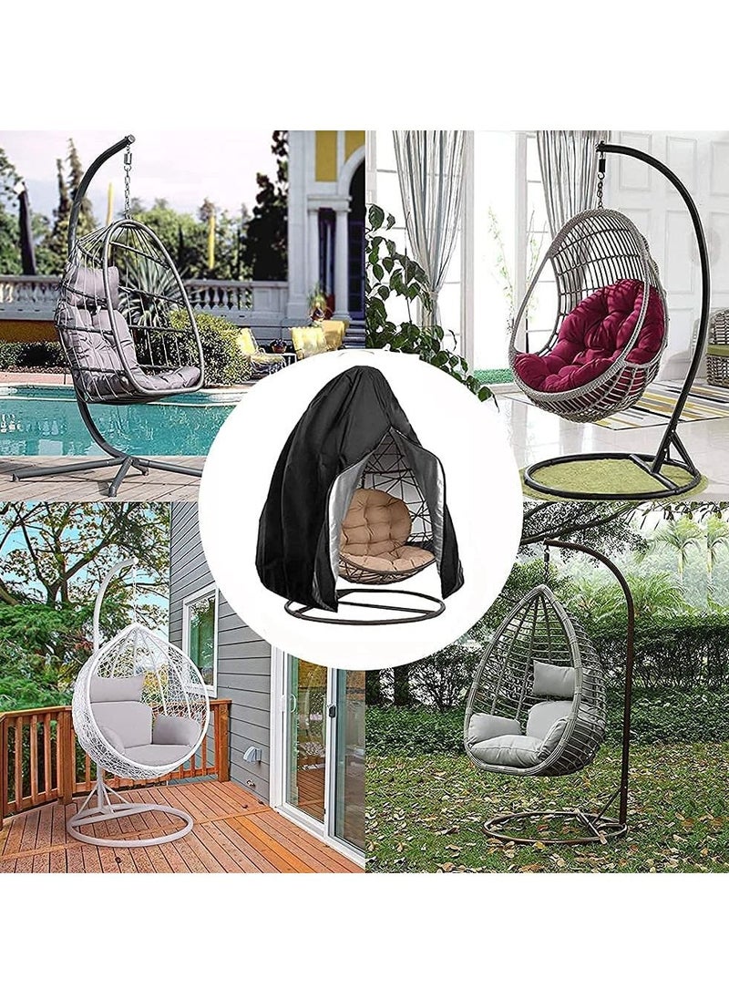 HomarKet Patio Hanging Egg Chair Cover Waterproof Wicker Egg Swing Chair Covers Double Outdoor Furniture Protector Dust-Proof 231cm X 200cm Black (2-3 People)  - Image 4