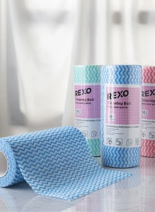 ركسو مناديل تنظيف للمطبخ، قابلة للغسل وسريعة الجفاف، مناشف اطباق غير منسوجة لتنظيف المطبخ، لفة مناديل فائقة الامتصاص وقابلة لاعادة الاستخدام. - Image 2