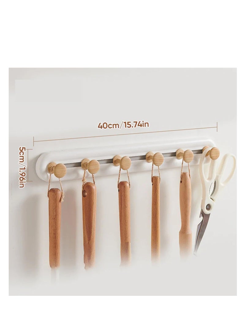 Excefore Household Hook Rack, 6 Sliding Hook Rack, Drilling Free Reusable Clothes Hat Bag Racks, Suitable for Bedroom, Bathroom, Kitchen Utensils, Garden, Office  - Image 2