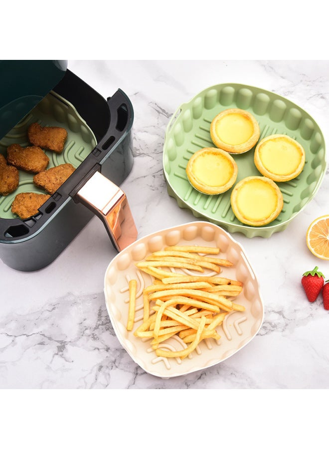 Air Fryer Silicone Baking Pan Reusable Silicone Pot Mat Creative Cake Mold High Temperature Resistant Oil Resistant Steaming Pan-Specifications:Large Green [pp Bag]  - Image 3