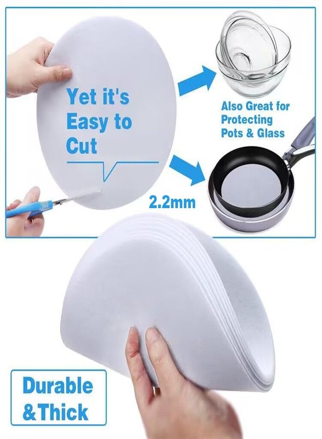 YY كرافت YYCRAFT 36 فواصل تخزين صينية من اللباد، بيضاء سميكة، دوائر لباد ناعمة فاخرة مستديرة (10.5 بوصة، أبيض) - Image 3