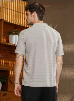 كامبوس سوترا Men's Cloud Grey Grainy-Tactile Polo T-Shirt  - Image 5