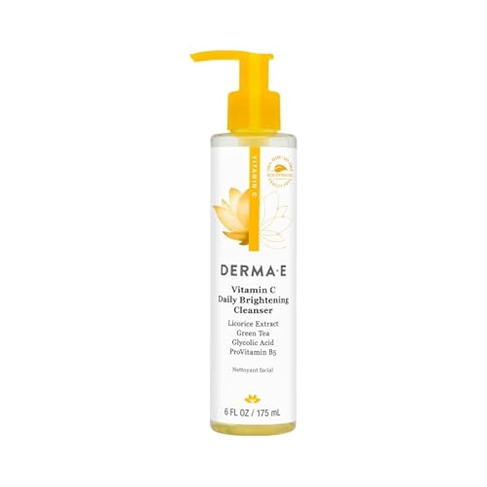 derma-e Derma E Vitamin C Daily Brightening Cleanser, 6 Fl Oz, Hydrating Cleanser to Help Even Skin Tone, Moisturizing Face Wash for a Radiant Glow - Image 1