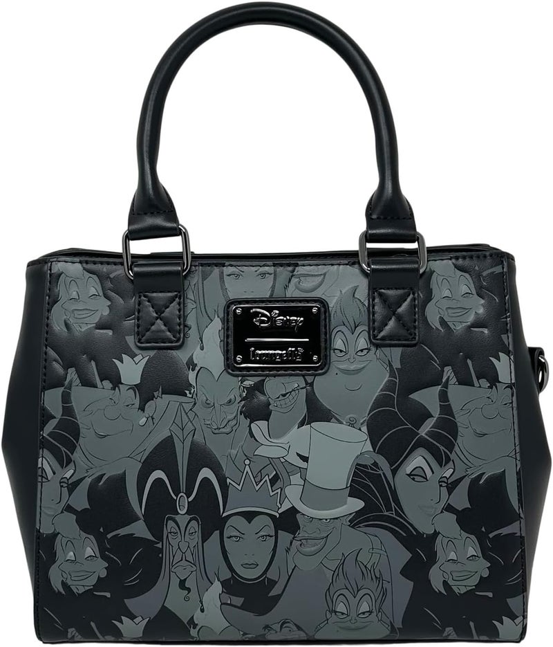 Loungefly حقيبة ساتشيل كروس بودي مزخرفة بطبعة شاملة من لوانجفلاي لشخصيات ديزني الشريرة - Image 4