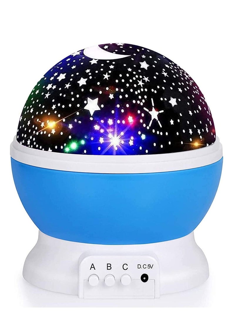 Sun And Star Lighting Lamp 4 LED Bead 360 Degree Romantic Room Rotating Cosmos Star Projector With 59 Inch USB Cable, Light Lamp Starry Moon Sky Night Projector Kid Bedroom Blue  - Image 2