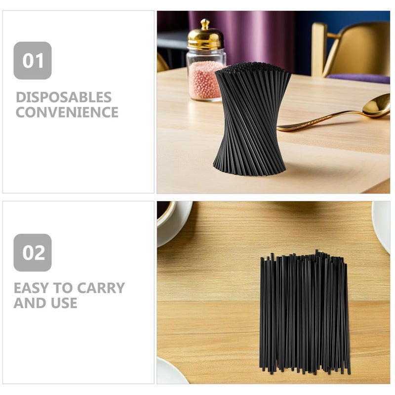 500 Black Disposable Plastic Straws 21cm for Cold Drinks Party Event Supplies - Image 4