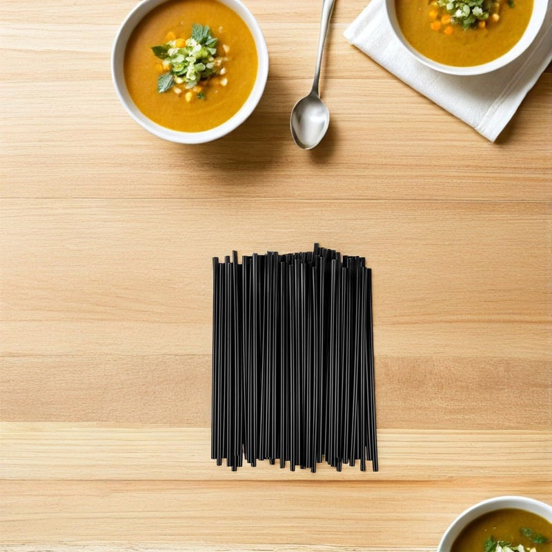 500 Black Disposable Plastic Straws 21cm for Cold Drinks Party Event Supplies - Image 5