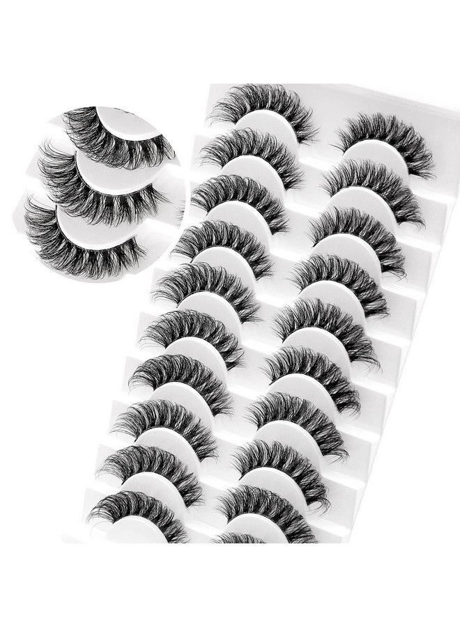 Veleasha Russian Strip Lashes With Clear Band Looks Like Eyelash Extensions D Curl Lash Strips 10 Pairs Pack (Dt05)