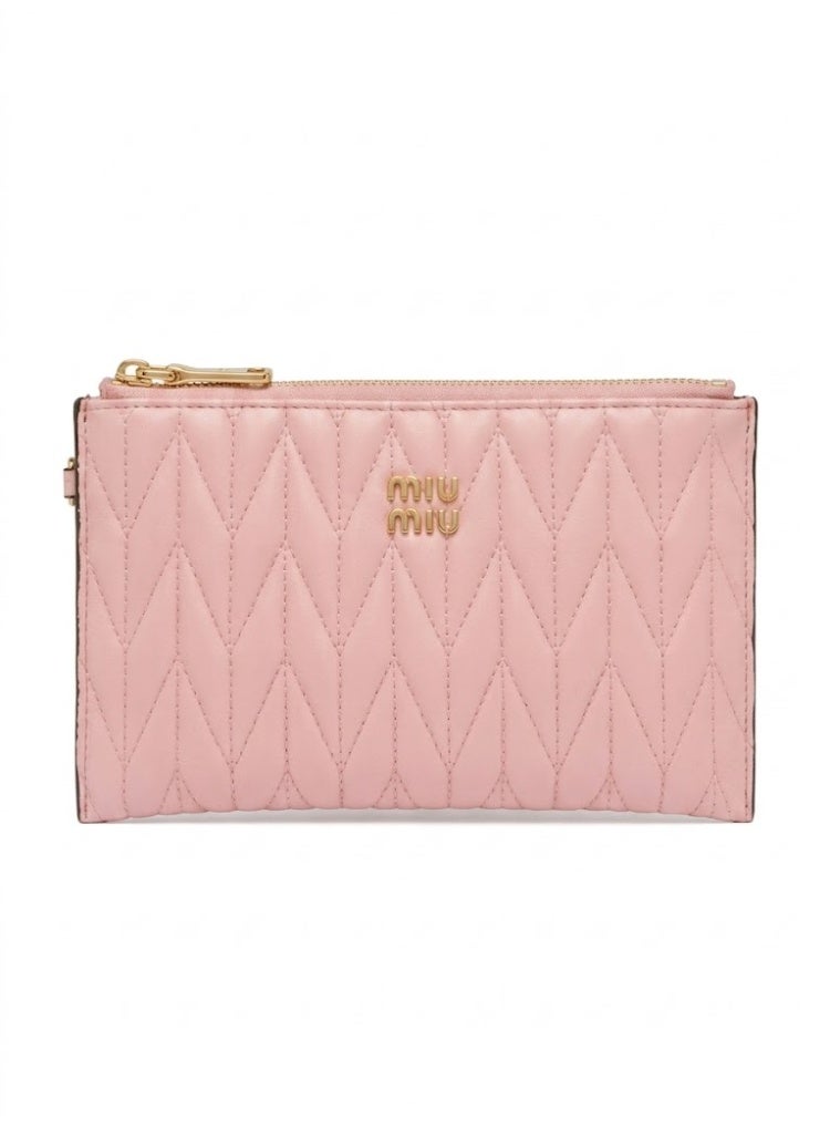 Miu Miu Matelassé Nappa Leather Pouch with Gold-Tone Hardware – Orchid Pink