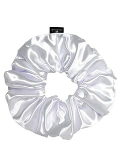 Jumbo Oversized XL Satin Scrunchies for Women Girls Frizz Prevention Sleep Hair Holder Large Elastic Ties Band for Ponytail Bun Hair Ties for Breakage Prevention  White