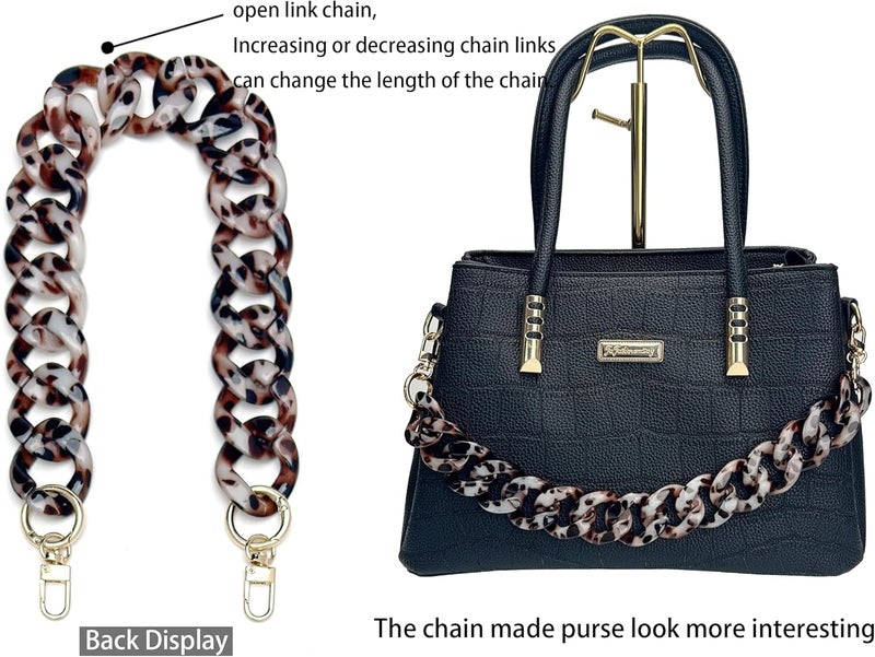 AUMEY Leopard Print Resin Chain Purse Strap, Decorative Bag Handle Replacement - Image 3