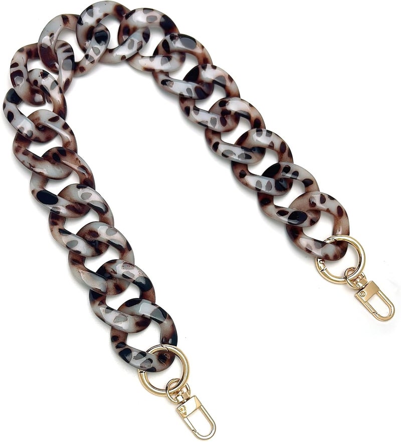 AUMEY Leopard Print Resin Chain Purse Strap, Decorative Bag Handle Replacement - Image 1
