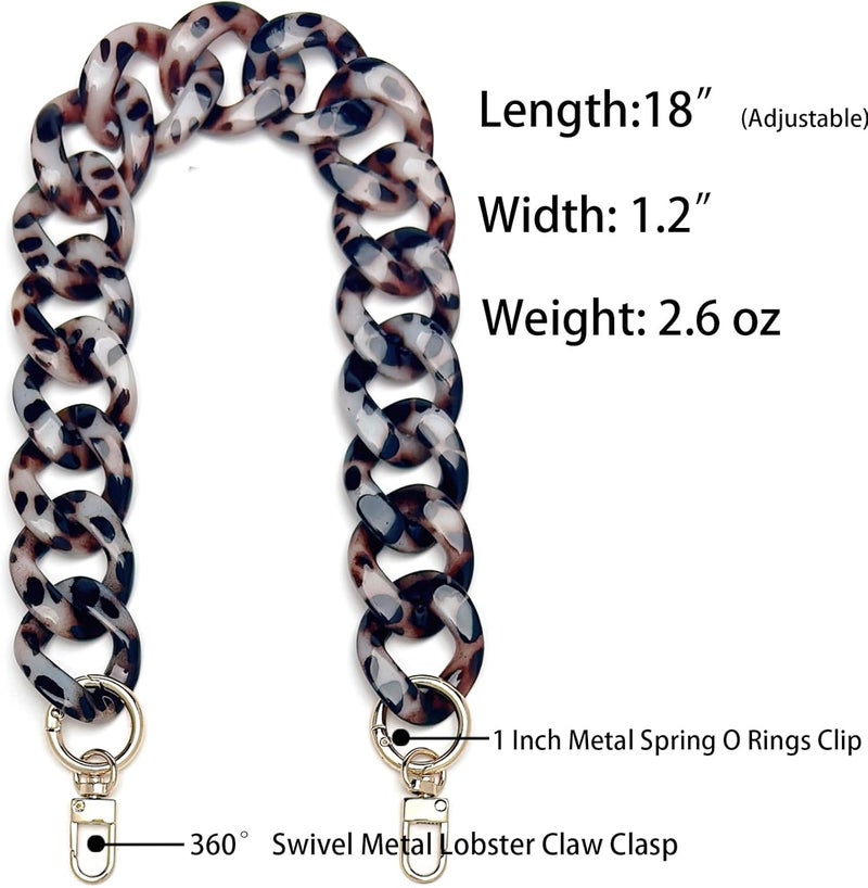 AUMEY Leopard Print Resin Chain Purse Strap, Decorative Bag Handle Replacement - Image 2