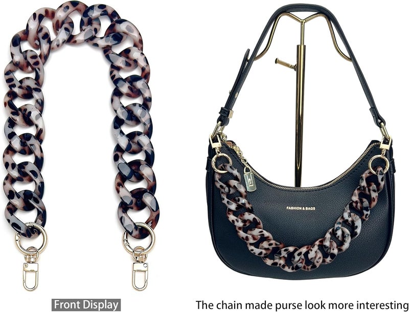 AUMEY Leopard Print Resin Chain Purse Strap, Decorative Bag Handle Replacement - Image 4