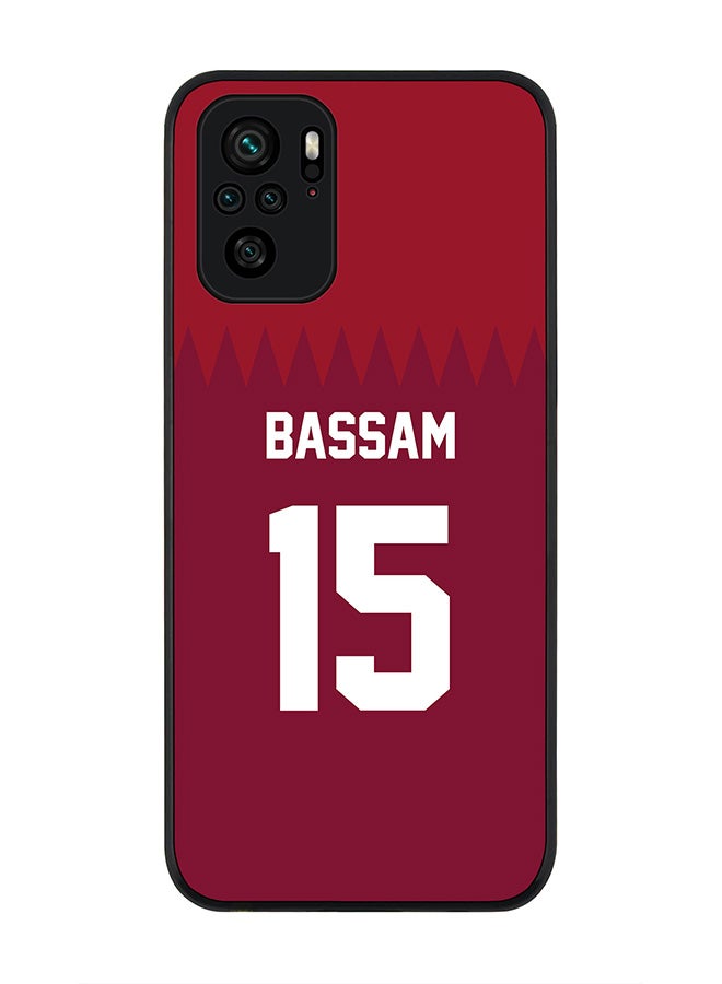 Stylizedd Rugged Black edge case for Xiaomi Poco M5s Slim fit Soft Case Flexible Rubber Edges Anti Drop TPU Gel Thin Cover - Football Team - Qatar Player Name - Bassam - Image 1