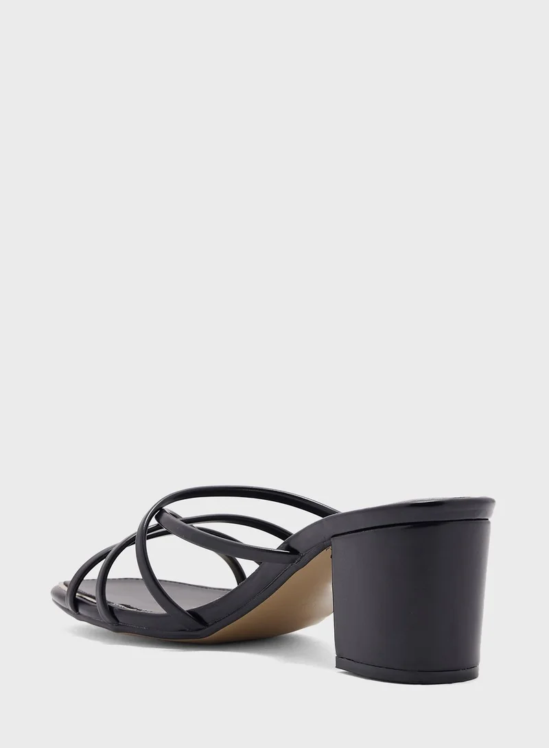 ELLA Block Heel Mule With Metallic Trim