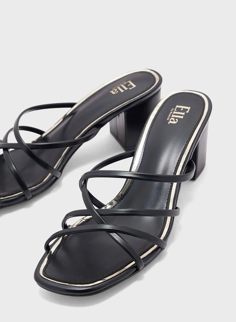 ELLA Block Heel Mule With Metallic Trim