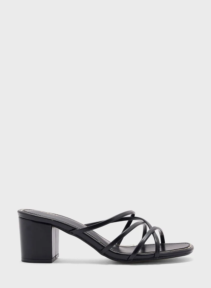 ELLA Block Heel Mule With Metallic Trim
