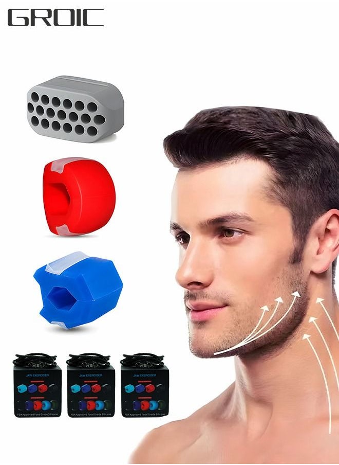GROIC 3 Pack Athletic Bundle Jaw Enhancer - Jaw, Face, and Neck Exerciser,Helps Reduce Stress Cravings Facial Exerciser,Masseter Ball of Face  - Image 1