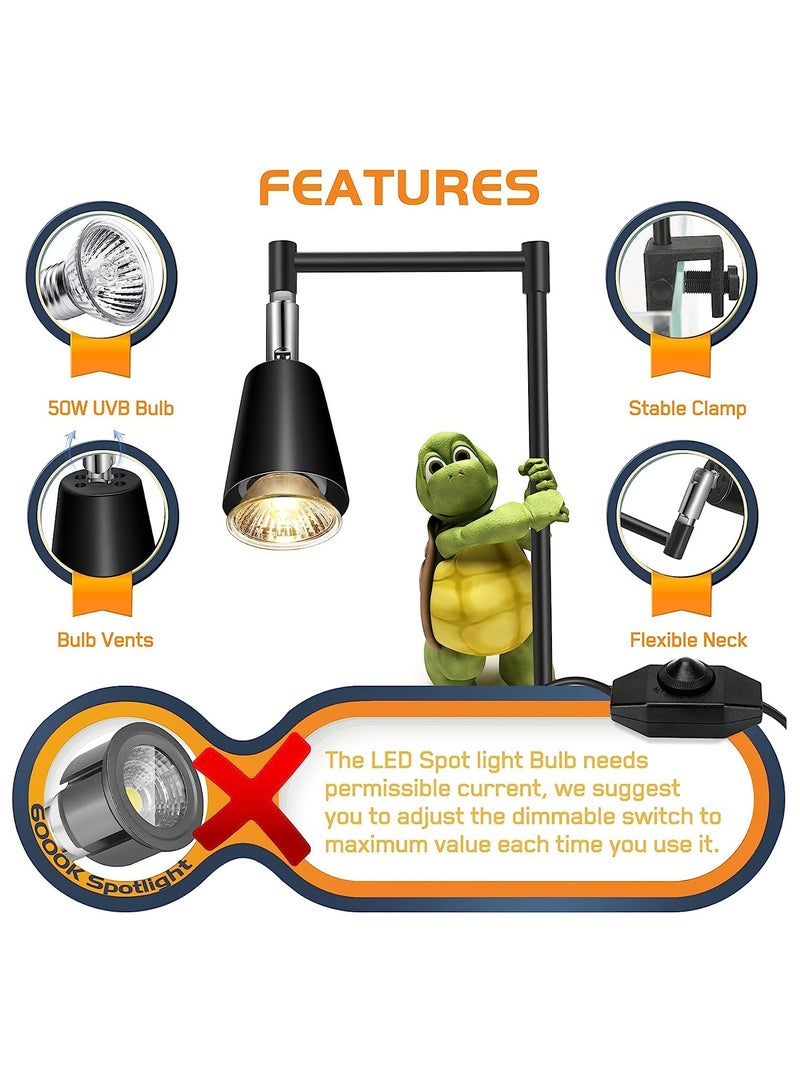 Fischuel Flexible Heating Lamp UVB Lamp with Clamp Fixtures, Reptile and Aquarium, Terrarium and Vivarium Basking Lamps and Spotlight, Comes with 3 Bulbs - Image 3