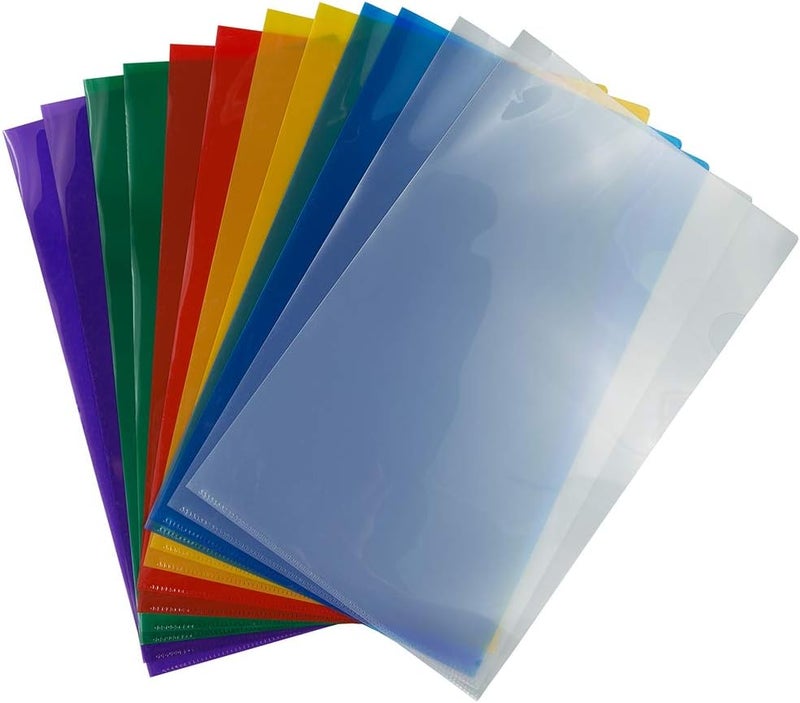 JAM Paper Plastic Sleeves - Legal Size - 9 x 14 1/2 - Assorted Color Project Pockets - 12 Page Protectors/Pack - Image 1