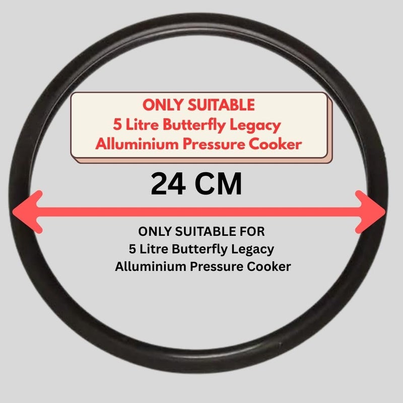 QUICK CLICK GOODS | Outer Lid Rubber Gasket for 5 Litre Butterfly Legacy Alluminium Pressure Cooker. Outer Lid Dimeter is 24 cm (Packof 1) (Black Color) - Image 1