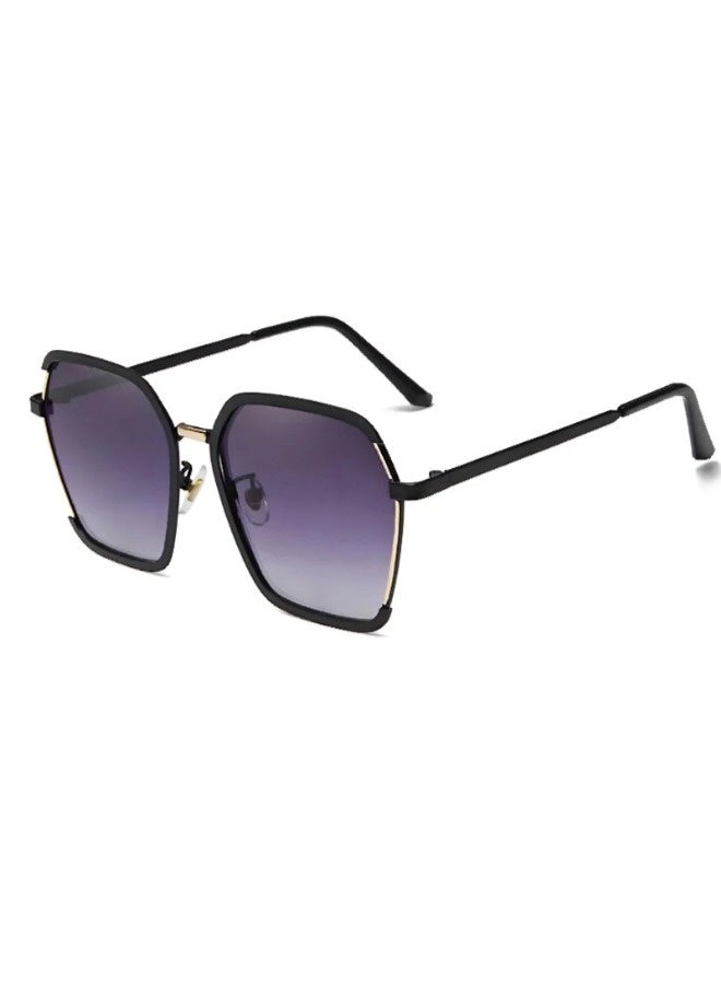 ShebSheb Square Polarized Sunglasses For Women, Stylish Polygonal Metal Frame Ladies Shades, Elegant Gold Wire Edge Design Sun Glasses, UV400  - Image 2