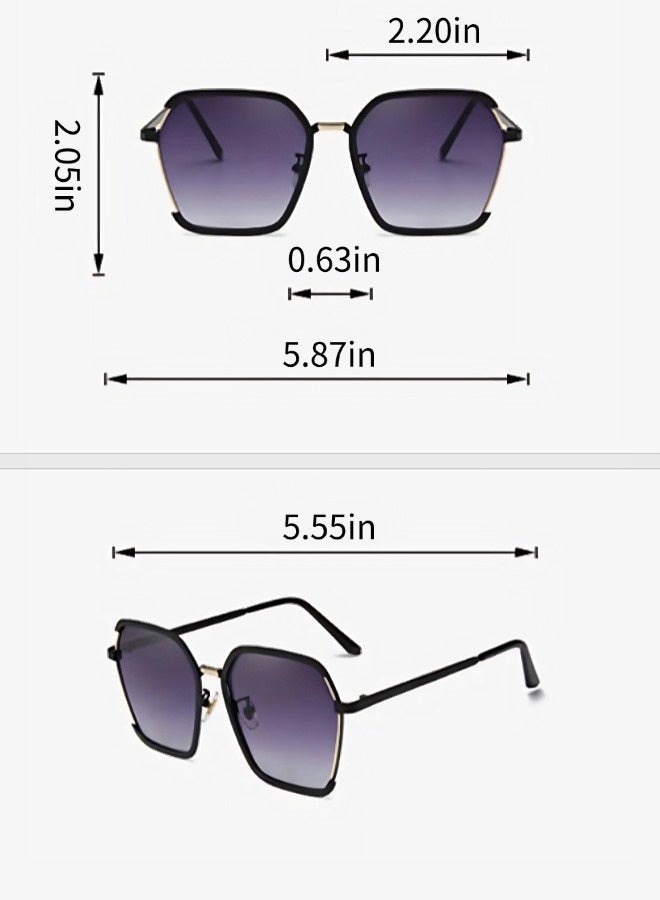 ShebSheb Square Polarized Sunglasses For Women, Stylish Polygonal Metal Frame Ladies Shades, Elegant Gold Wire Edge Design Sun Glasses, UV400  - Image 5