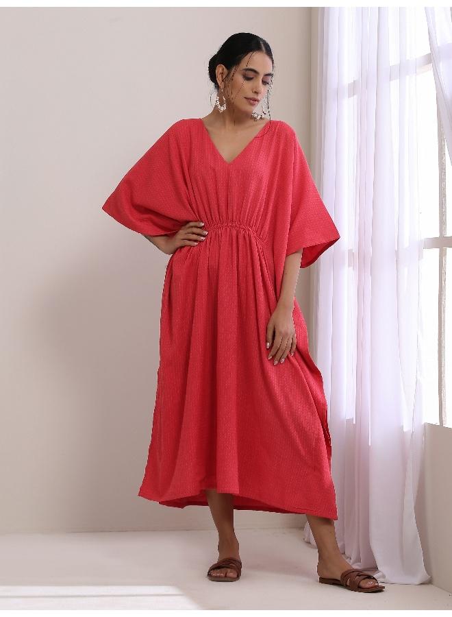 trueBrowns Bright Pink Dobby Kaftan Dress  - Image 1
