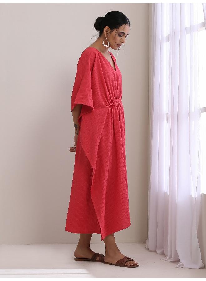 trueBrowns Bright Pink Dobby Kaftan Dress  - Image 3