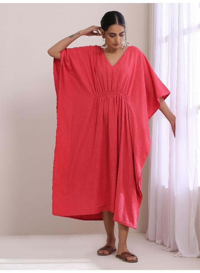 trueBrowns Bright Pink Dobby Kaftan Dress  - Image 2