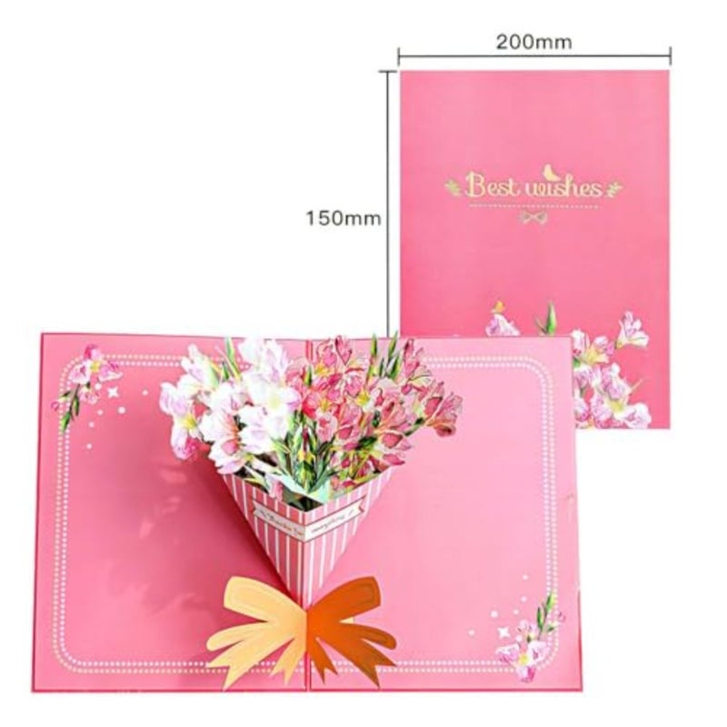 Fancy Elegant Flower Design 3D Pop-Up Card, Greeting Cards for Mother's Day, Valentine Gifts, Eid, Birthday, Wedding, Sturdy and Solid Cardstock Gift cards with Envelope and Thank You card - Image 5