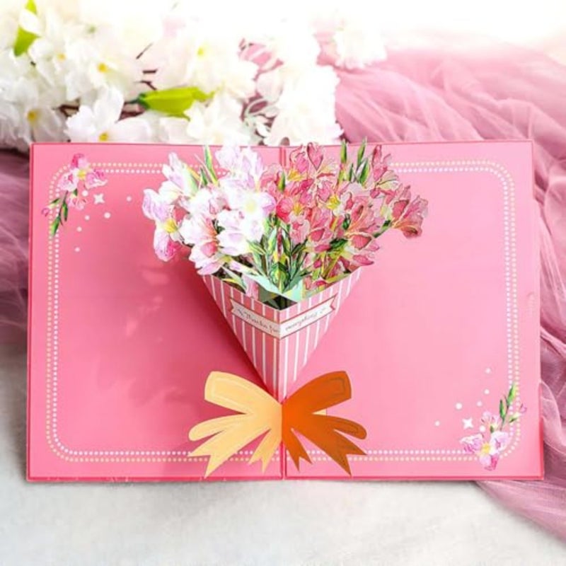 Fancy Elegant Flower Design 3D Pop-Up Card, Greeting Cards for Mother's Day, Valentine Gifts, Eid, Birthday, Wedding, Sturdy and Solid Cardstock Gift cards with Envelope and Thank You card - Image 1