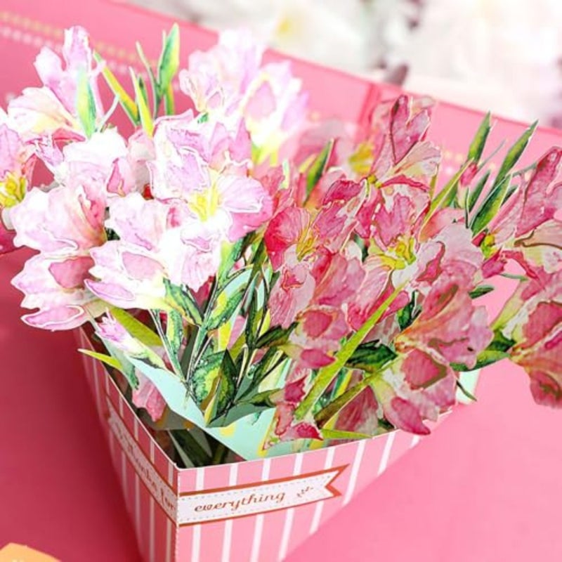 Fancy Elegant Flower Design 3D Pop-Up Card, Greeting Cards for Mother's Day, Valentine Gifts, Eid, Birthday, Wedding, Sturdy and Solid Cardstock Gift cards with Envelope and Thank You card - Image 3