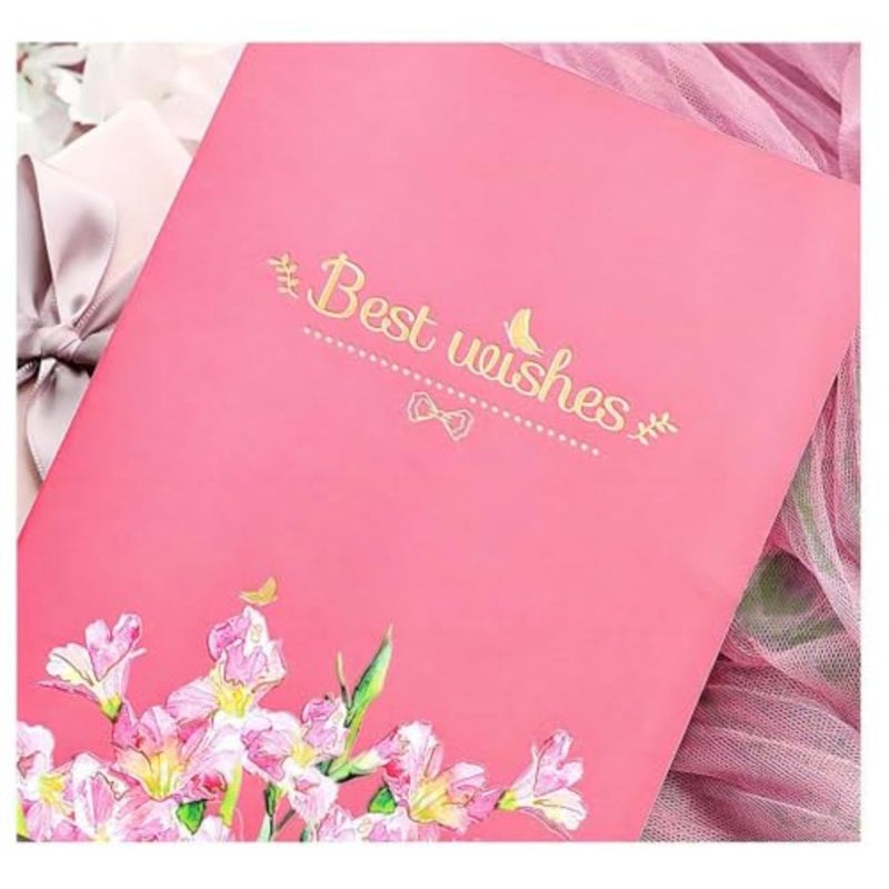 Fancy Elegant Flower Design 3D Pop-Up Card, Greeting Cards for Mother's Day, Valentine Gifts, Eid, Birthday, Wedding, Sturdy and Solid Cardstock Gift cards with Envelope and Thank You card - Image 4