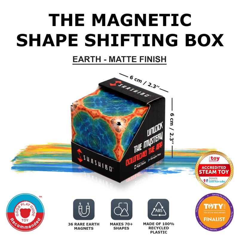 Shashibo Shape Shifting Box - Award-Winning STEM Fidget Toy with Ultra Strong Magnets - Puzzle Cube Transforms Into 100+ Shapes, Perfect Sensory Gift for Kids, Teens, and Adults (Earth) - Image 2