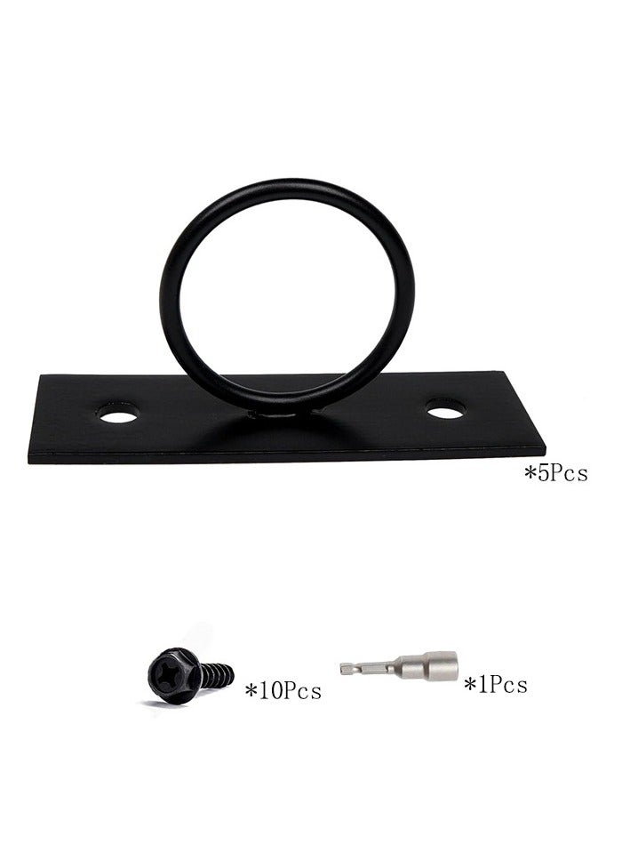 Black Circular Cable Holder Stand   304 Stainless Steel Decorative Cord Bracket for Cable Management  Fence Mounting Wall Hanging  and Ceiling Hook   5-Pack - Image 5