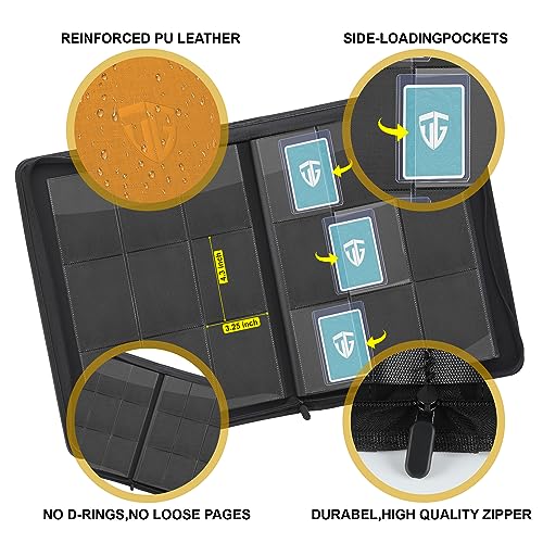 TCGUARD Toploader BinderHolds 216 Toploaders9 Pocket Top Loader Binder with Sleeves for 3x4 Rigid Toploaders Hard CasesTop loader Binders for TCG MTG Card Binder Trading Cards BinderOrange - Image 3